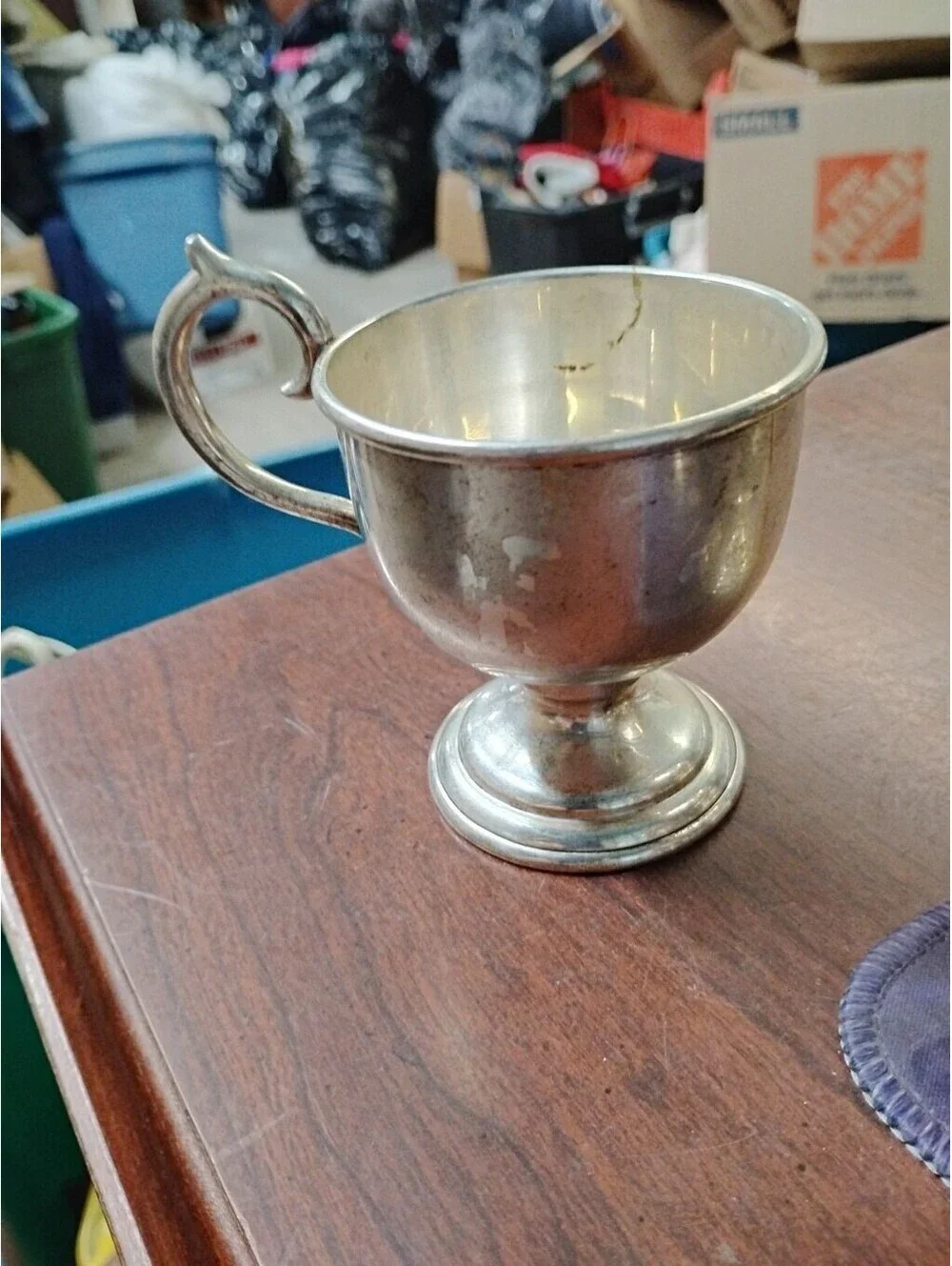 Vintage Nickel Silver Footed Tea Cup Silverplate Barware From Japan 3